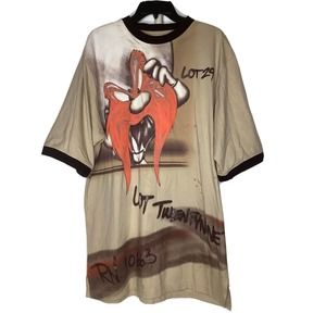 Vintage Lot29 Adult Sz Large Yosemite Sam Cartoon Looney Tunes Hip Hop Y2K Shirt